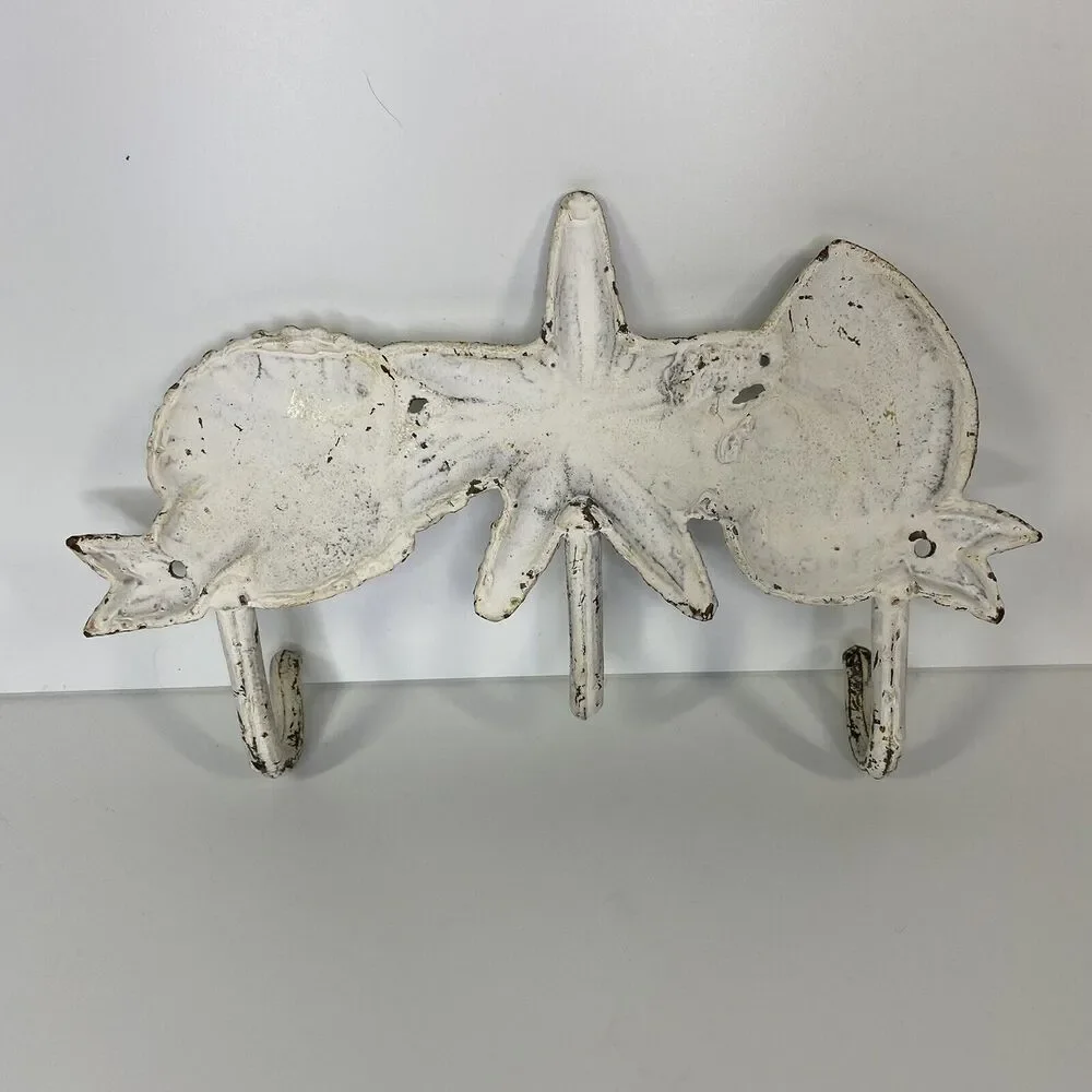 Beachy Cast Iron Key Hook Sun‎ Sand Fun Beach Shell Starfish Chippy Nautical